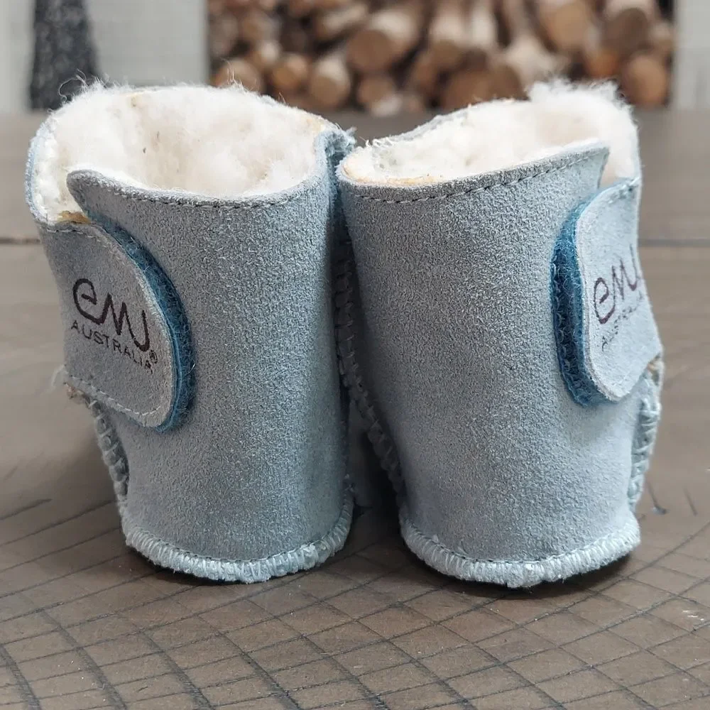 EMU Australia Light Blue Suede Wool Lined Baby Boots 0-6 Months
